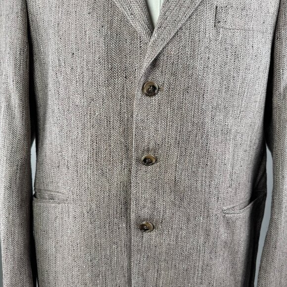 Bill Robinson Beige Men 3 Button Blazer 100 % Silk Size 42 R - Picture 2 of 9